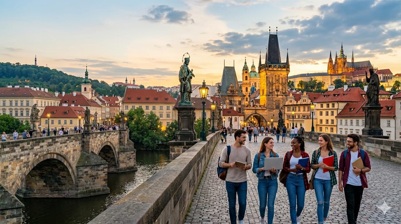 Estudiantes viajando a Praga